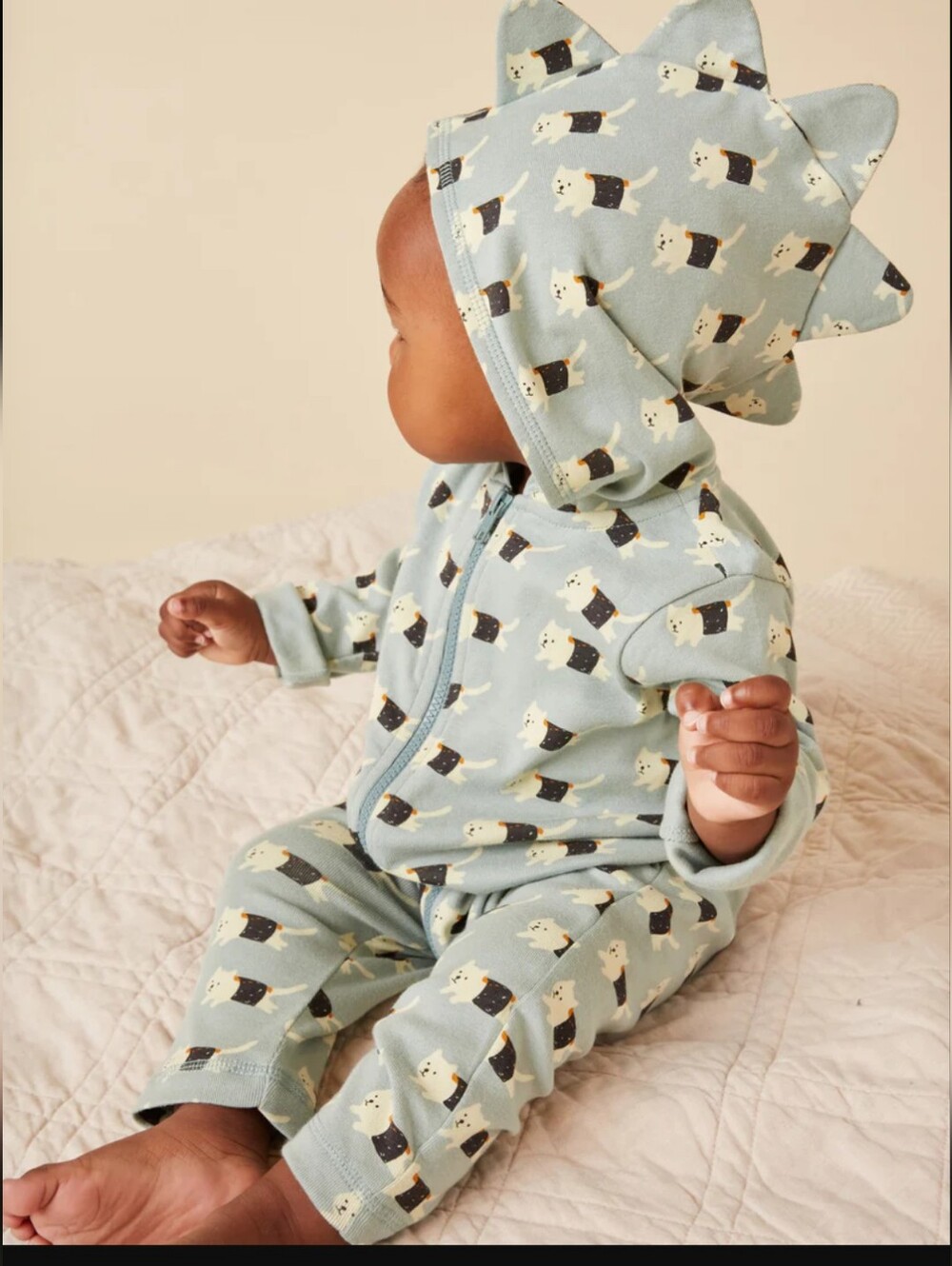 Tea Collection 12-18 Month Dino Spiked Hooded Romper Sushi Cat Zip Up